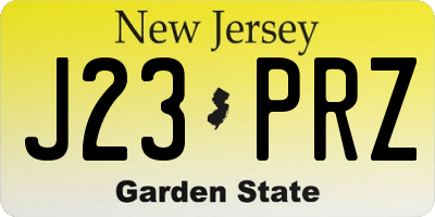 NJ license plate J23PRZ