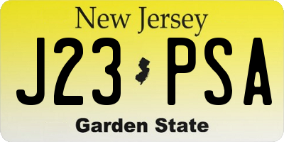 NJ license plate J23PSA