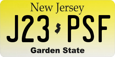 NJ license plate J23PSF