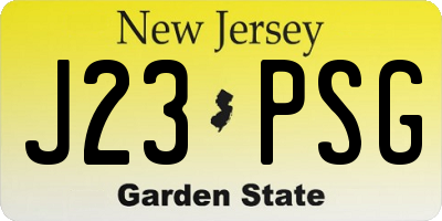 NJ license plate J23PSG