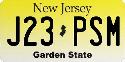 NJ license plate J23PSM