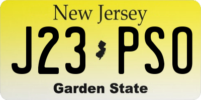 NJ license plate J23PSO