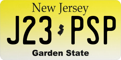 NJ license plate J23PSP