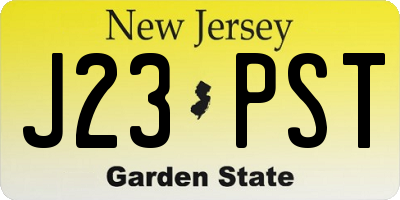 NJ license plate J23PST