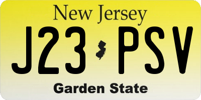 NJ license plate J23PSV