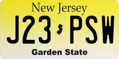 NJ license plate J23PSW