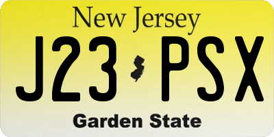 NJ license plate J23PSX
