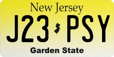 NJ license plate J23PSY