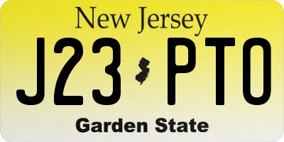 NJ license plate J23PTO