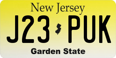 NJ license plate J23PUK