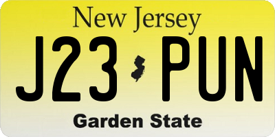 NJ license plate J23PUN