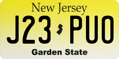 NJ license plate J23PUO