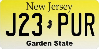 NJ license plate J23PUR