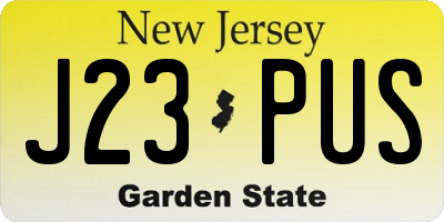 NJ license plate J23PUS