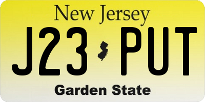NJ license plate J23PUT