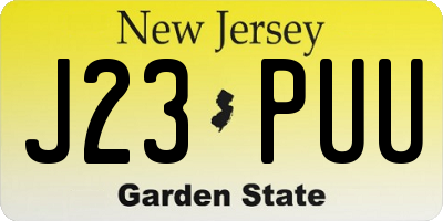NJ license plate J23PUU