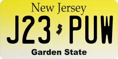 NJ license plate J23PUW