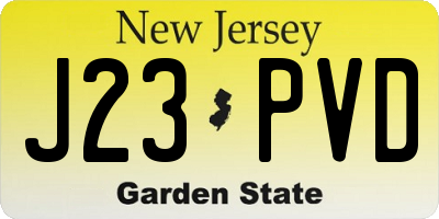 NJ license plate J23PVD