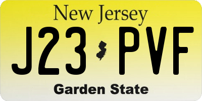 NJ license plate J23PVF