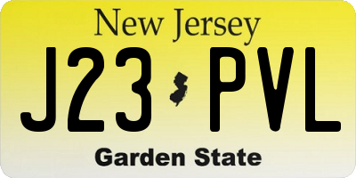 NJ license plate J23PVL