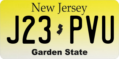 NJ license plate J23PVU