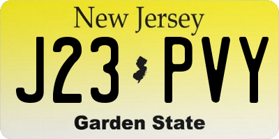 NJ license plate J23PVY