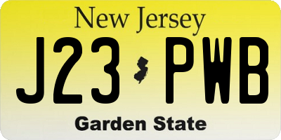 NJ license plate J23PWB