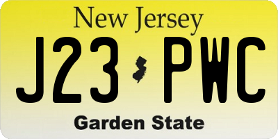 NJ license plate J23PWC