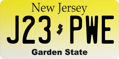 NJ license plate J23PWE