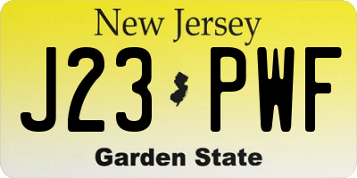 NJ license plate J23PWF