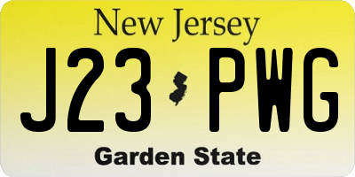 NJ license plate J23PWG