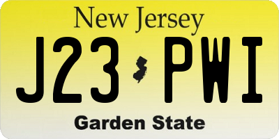 NJ license plate J23PWI