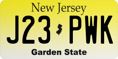 NJ license plate J23PWK
