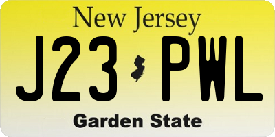 NJ license plate J23PWL
