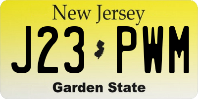 NJ license plate J23PWM