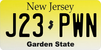 NJ license plate J23PWN
