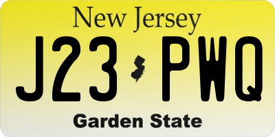 NJ license plate J23PWQ