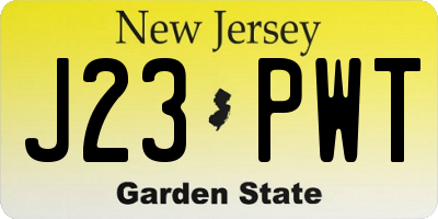 NJ license plate J23PWT