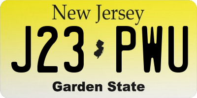 NJ license plate J23PWU