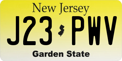 NJ license plate J23PWV