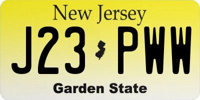 NJ license plate J23PWW