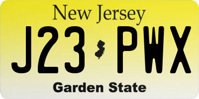 NJ license plate J23PWX