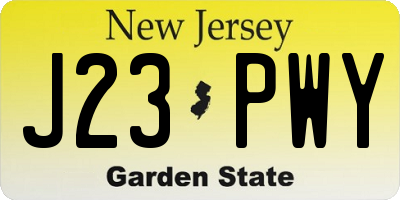 NJ license plate J23PWY