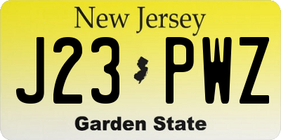 NJ license plate J23PWZ