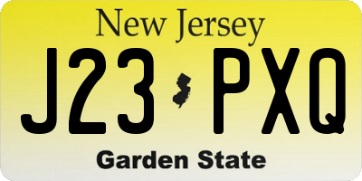 NJ license plate J23PXQ