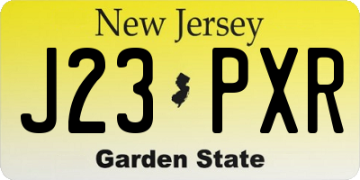 NJ license plate J23PXR