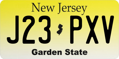 NJ license plate J23PXV