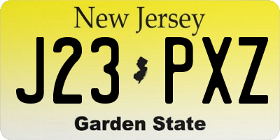 NJ license plate J23PXZ