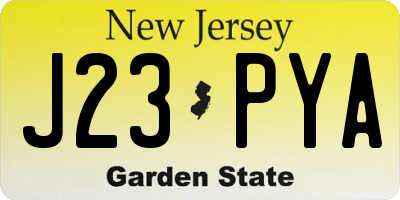NJ license plate J23PYA