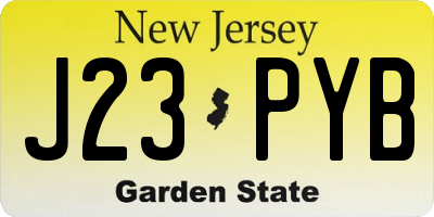 NJ license plate J23PYB